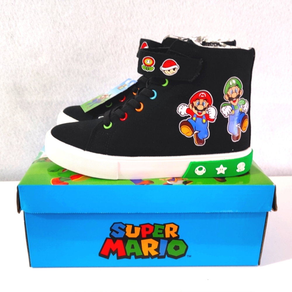 Nintendo Super Mario‎ Kid's Size 3 Sneakers Casual Shoes Black Style ECND3049mx